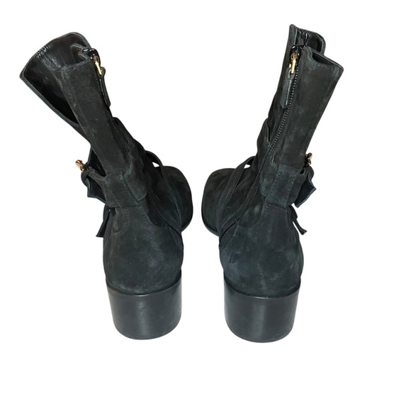 Stuart Weitzman Britain Suede Boots Black and‎ Gold 10 - Picture 6 of 10